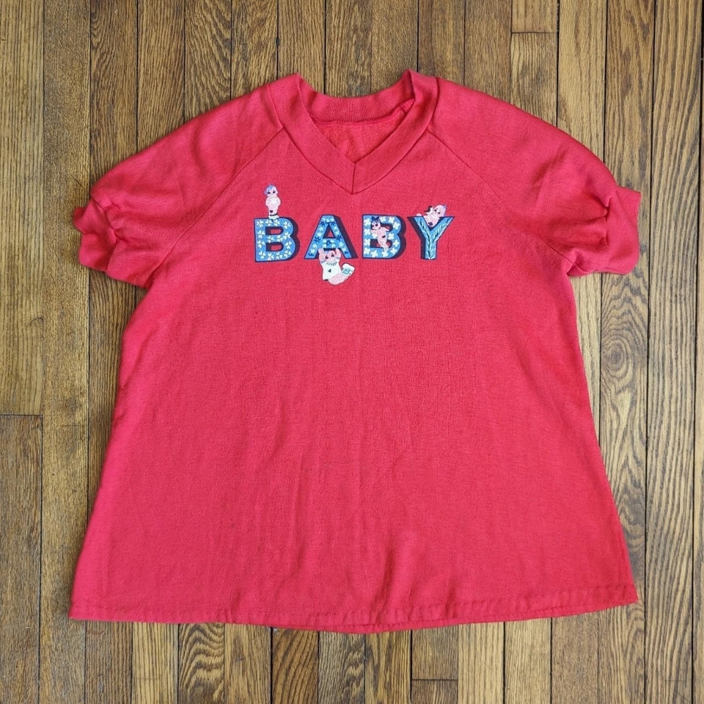 Vintage 70's Baby Print Maternity Sweatshirt  Shirt